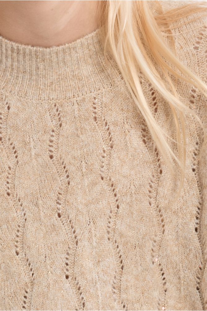 Pull en maille ajouré, col montant