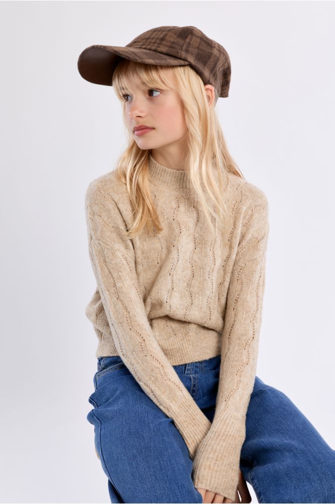 Maglione in maglia traforata a collo alto - Molly Bracken Girl