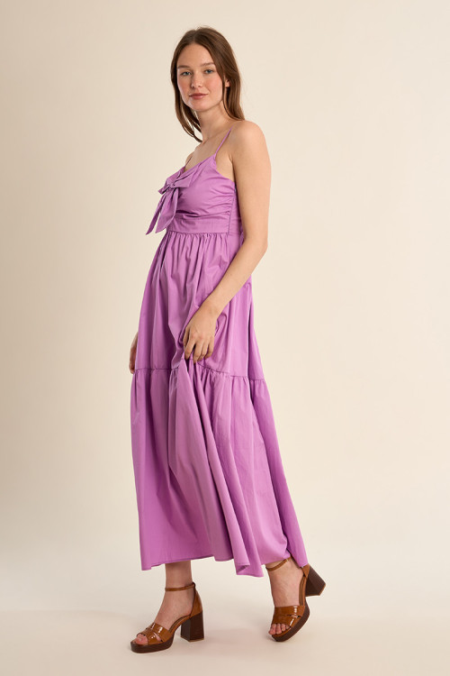 Long cotton dress, knotted bustier