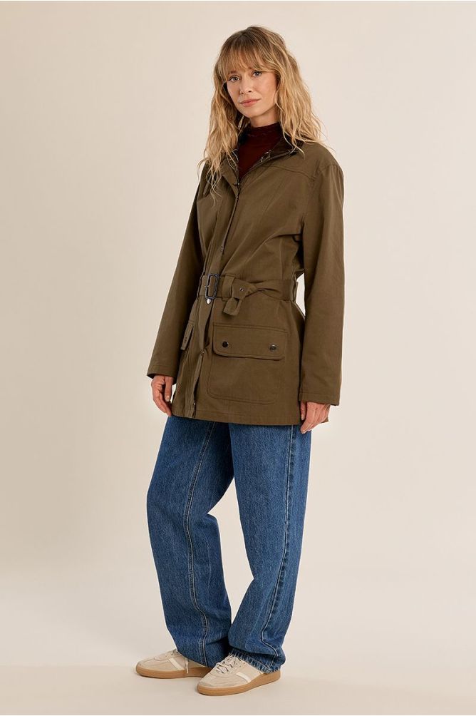 Parka ceinturée en coton