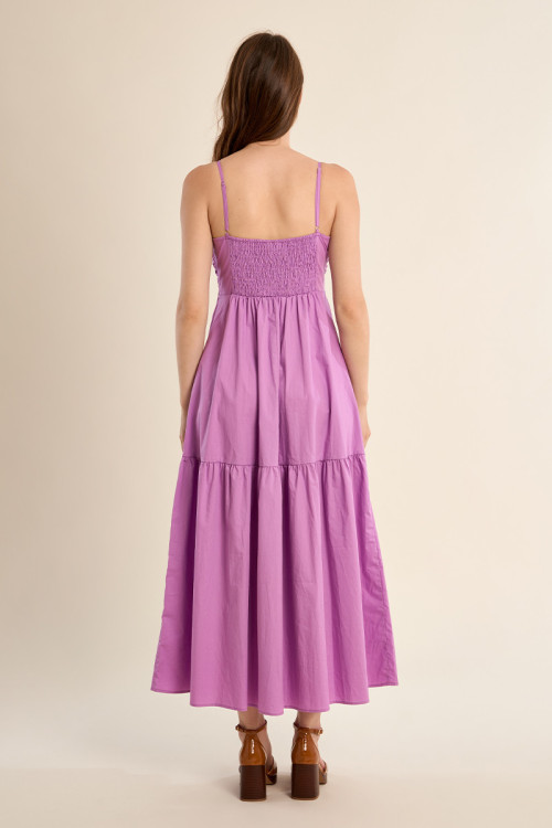 Robe longue en coton, bustier noué