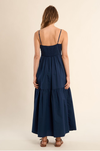 Long cotton dress, knotted bustier