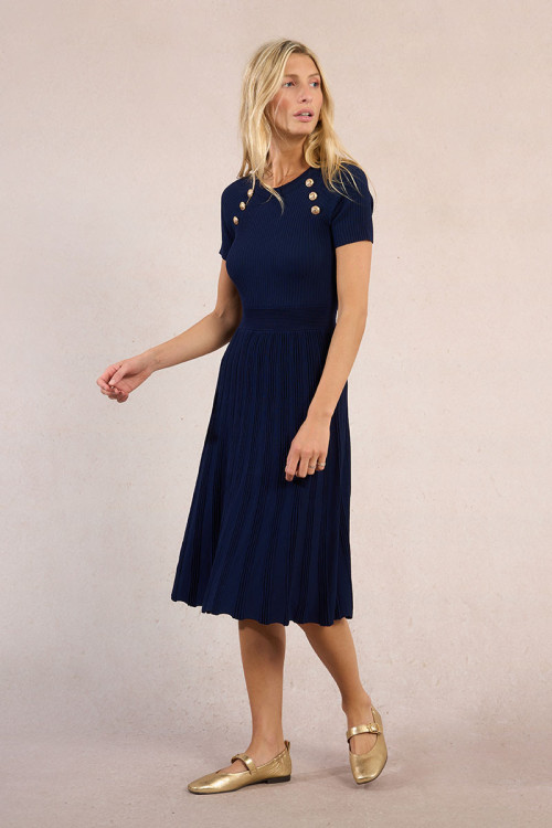 Robe longue en maille, ceintrée