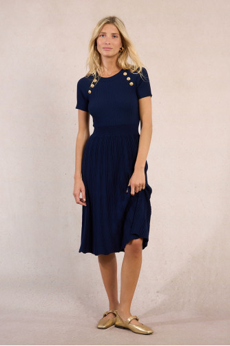 Robe longue en maille, ceintrée