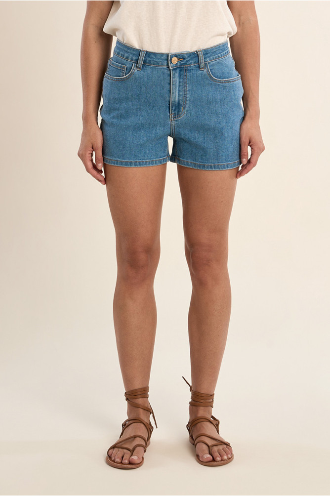 Short de mujer vaquero, cinco bolsillos.