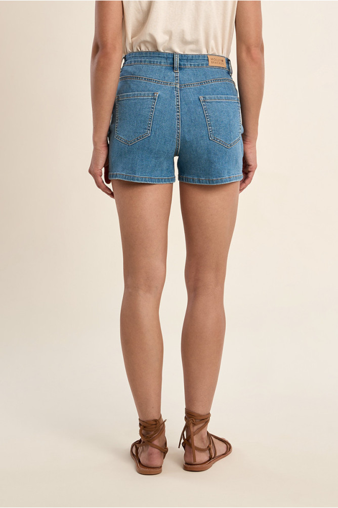 Wide denim shorts