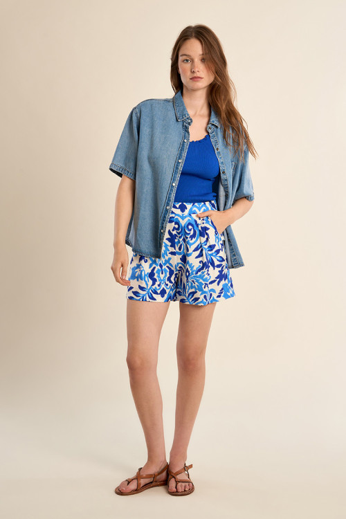High-waisted shorts, printed