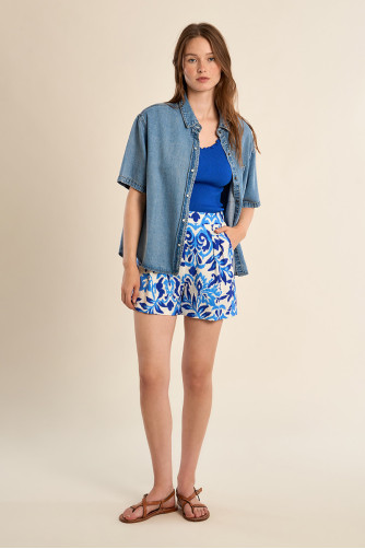 High-waisted shorts, printed