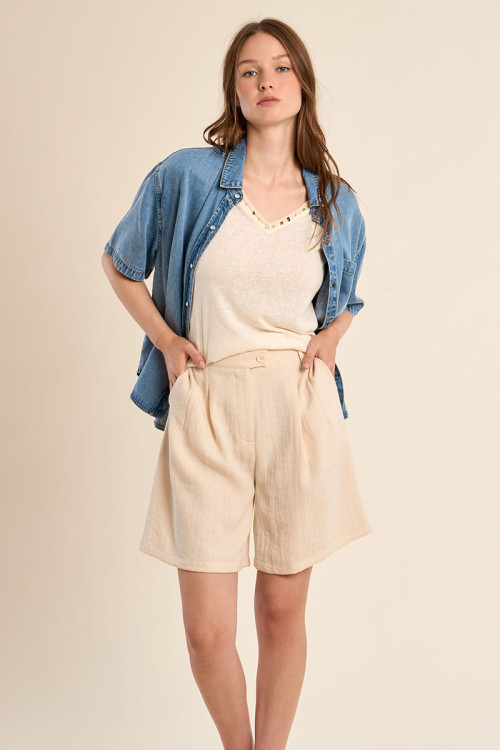 High Waisted Blazer Shorts