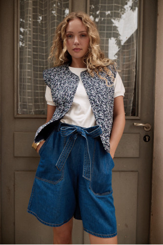 Short en coton, effet denim