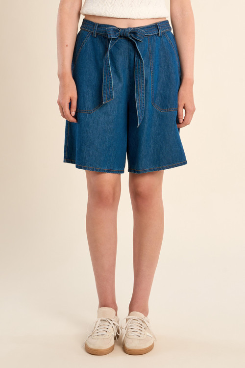 Short en coton, effet denim