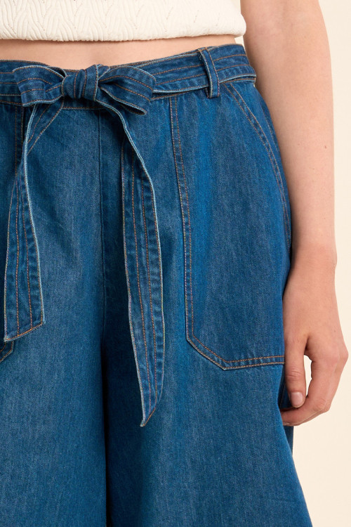 Cotton shorts, denim effect