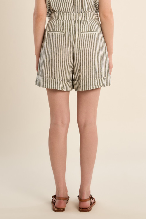 Short en coton, rayé
