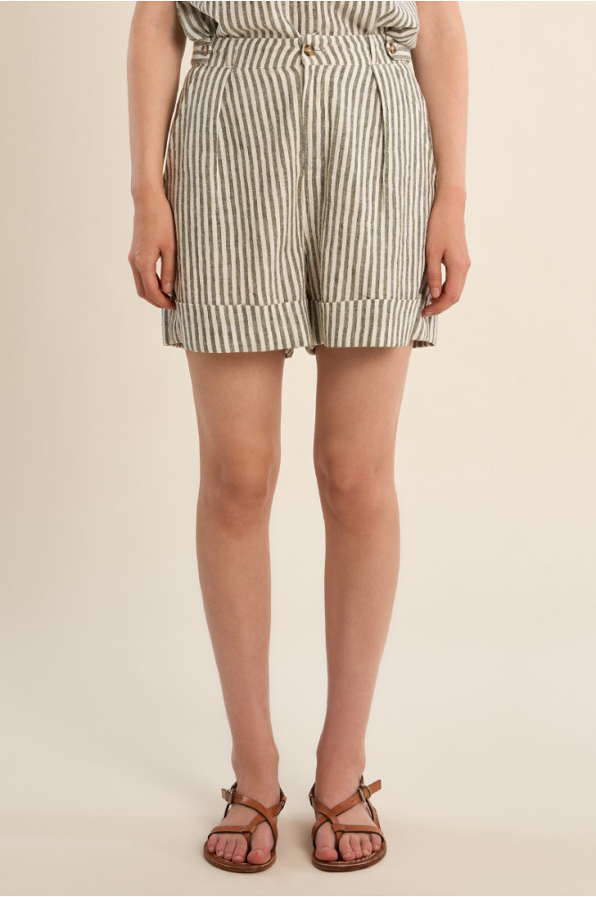Short en coton, rayé