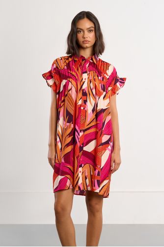 Cotton shirt dress, smocked