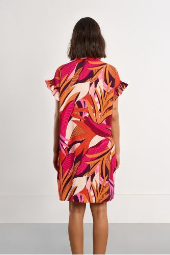 Robe chemise en coton, smockée