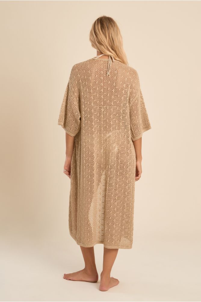 Wide openwork cardigan, iridescent