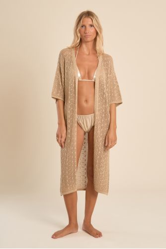 Wide openwork cardigan, iridescent