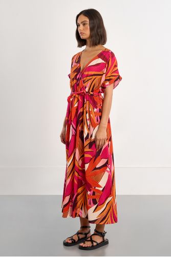 Graphic print maxi wrap dress