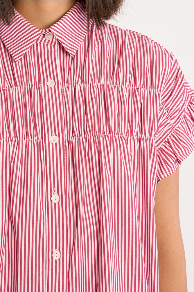 Cotton shirt dress, smocked