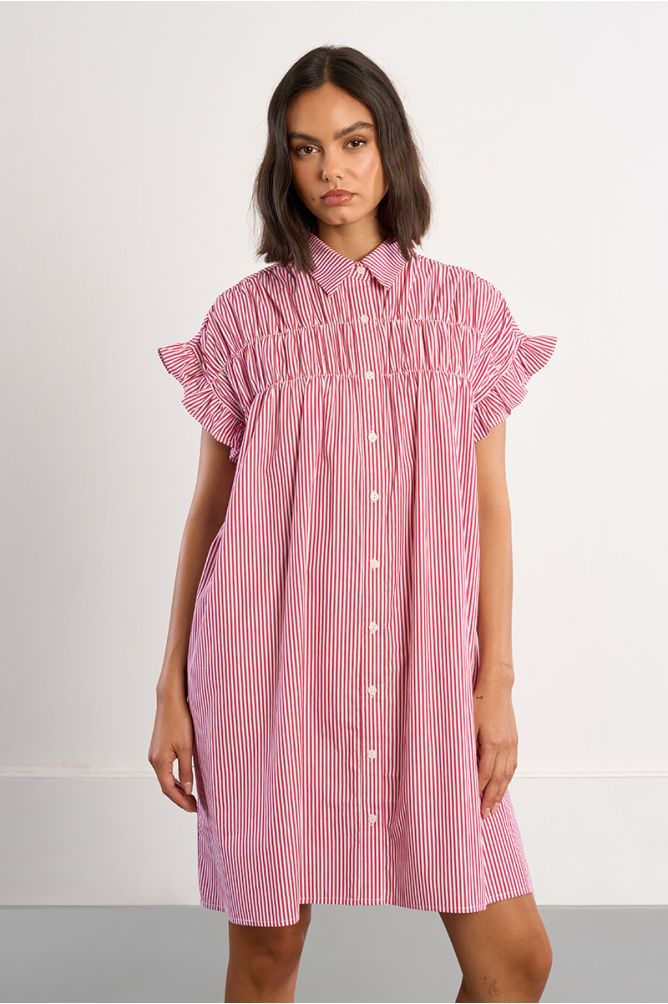 Cotton shirt dress, smocked