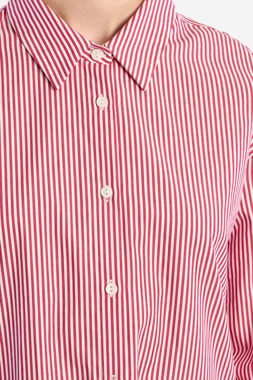Chemise oversize en coton rouge rayée