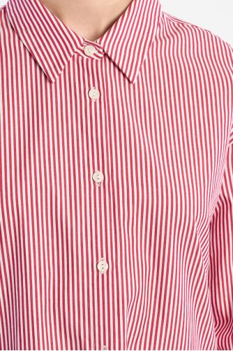 Oversized shirt in red striped cotton