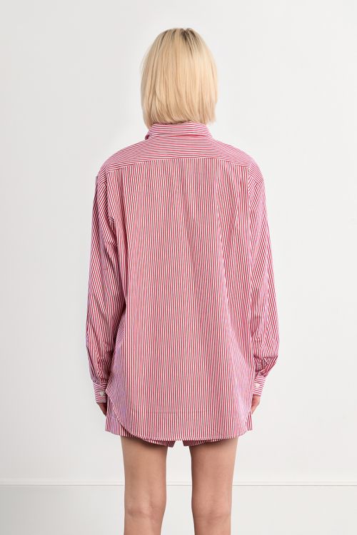 Chemise oversize en coton rouge rayée