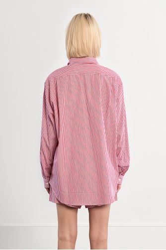 Oversized shirt in red striped cotton