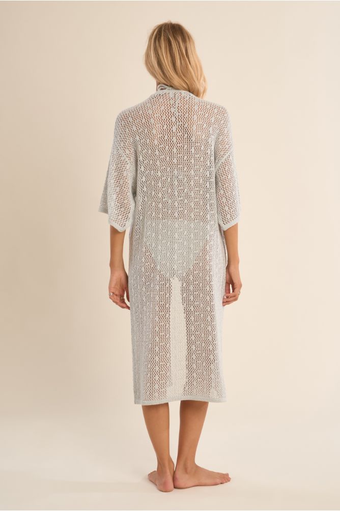 Wide openwork cardigan, iridescent