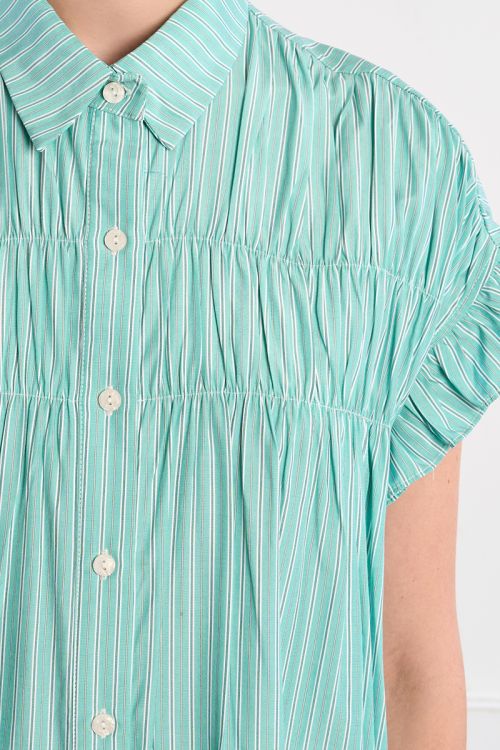 Cotton shirt dress, smocked