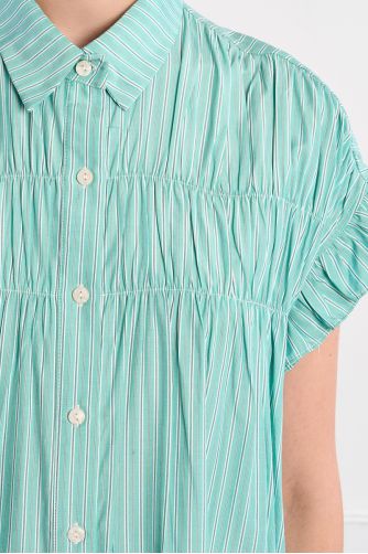 Robe chemise en coton, smockée