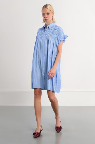 Cotton shirt dress, smocked