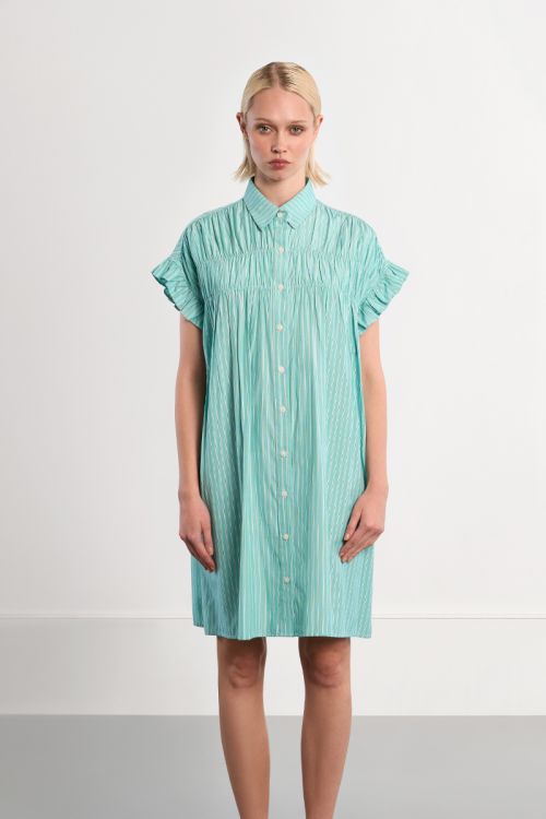 Cotton shirt dress, smocked