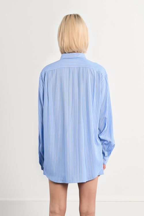 Camisa de mujer de manga larga, estampado rayas.