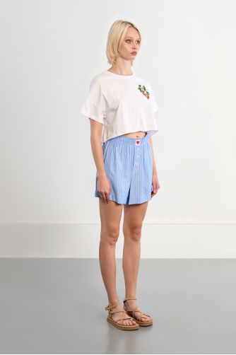 Short caleçon rayé bleu