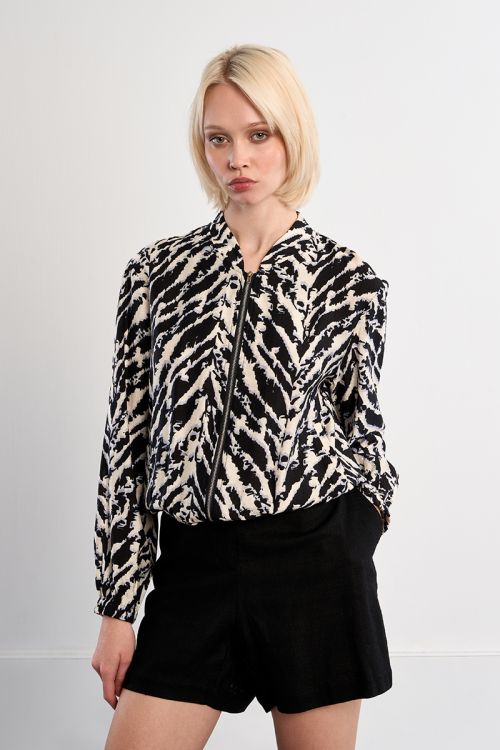 Bomber de mujer de manga larga, con estampado.