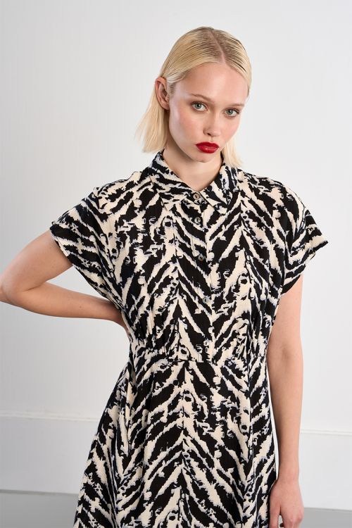 Black print mini dress