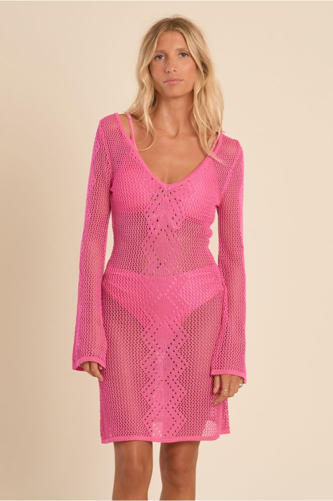 Robe courte de plage en crochet