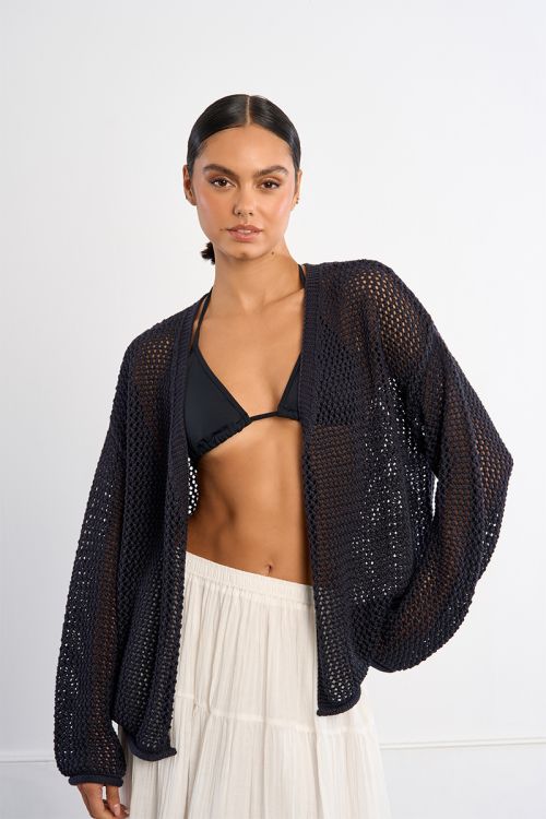 Openwork knit cardigan