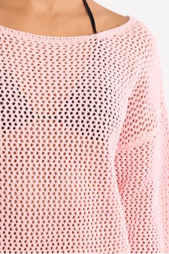 Jersey de mujer de manga larga, en punto acanalado.