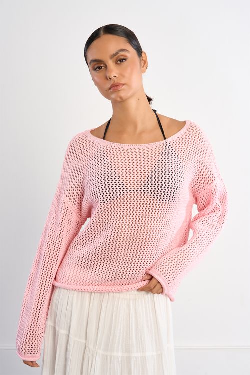 Openwork knit sweater