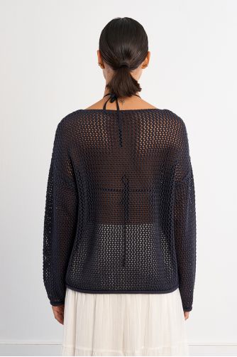 Openwork knit sweater