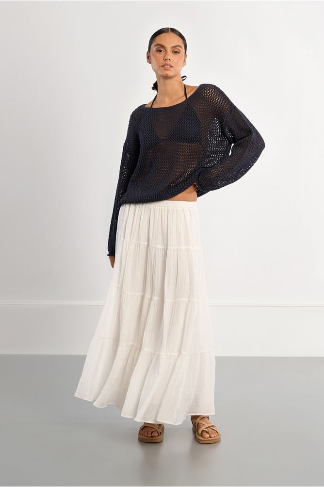 Openwork knit sweater