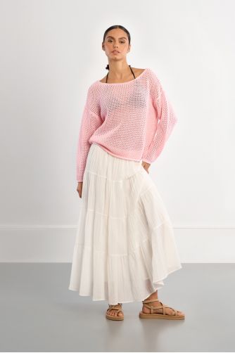 Jersey de mujer de manga larga, en punto acanalado.