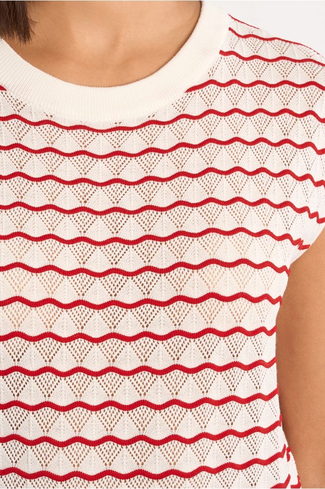 Jersey de mujer de manga corta, estampado rayas.