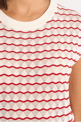 Jersey de mujer de manga corta, estampado rayas.