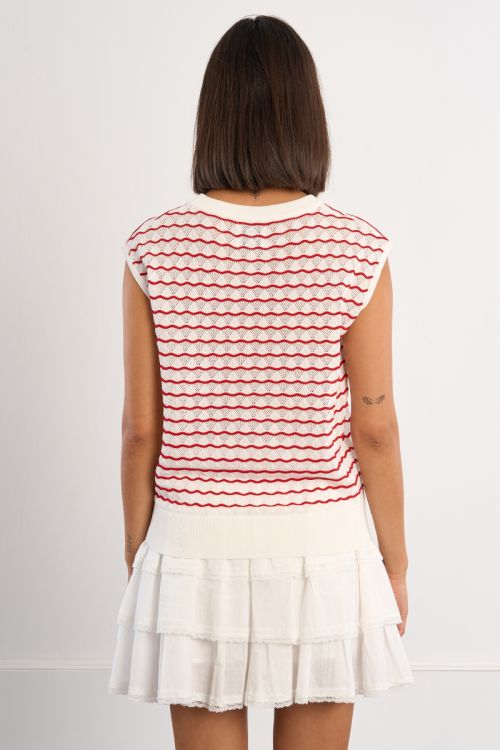 Jersey de mujer de manga corta, estampado rayas.