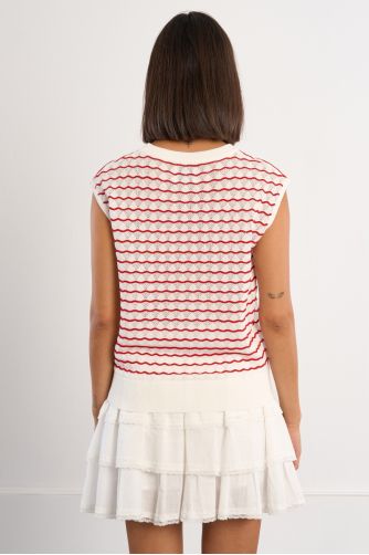 Jersey de mujer de manga corta, estampado rayas.