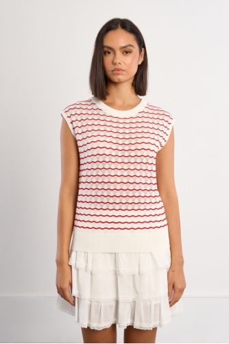 Jersey de mujer de manga corta, estampado rayas.